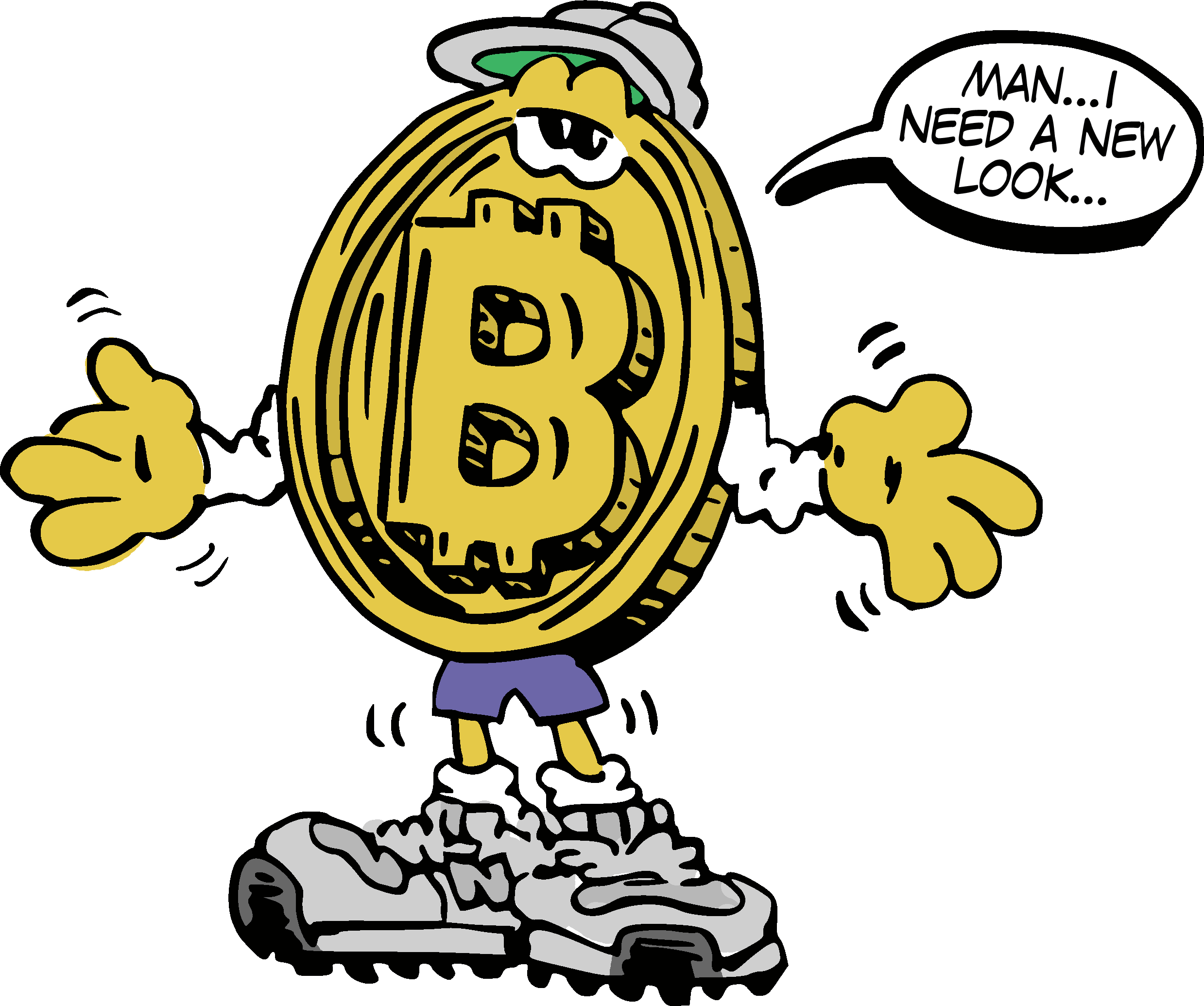 Cartoon character of a bitcoin